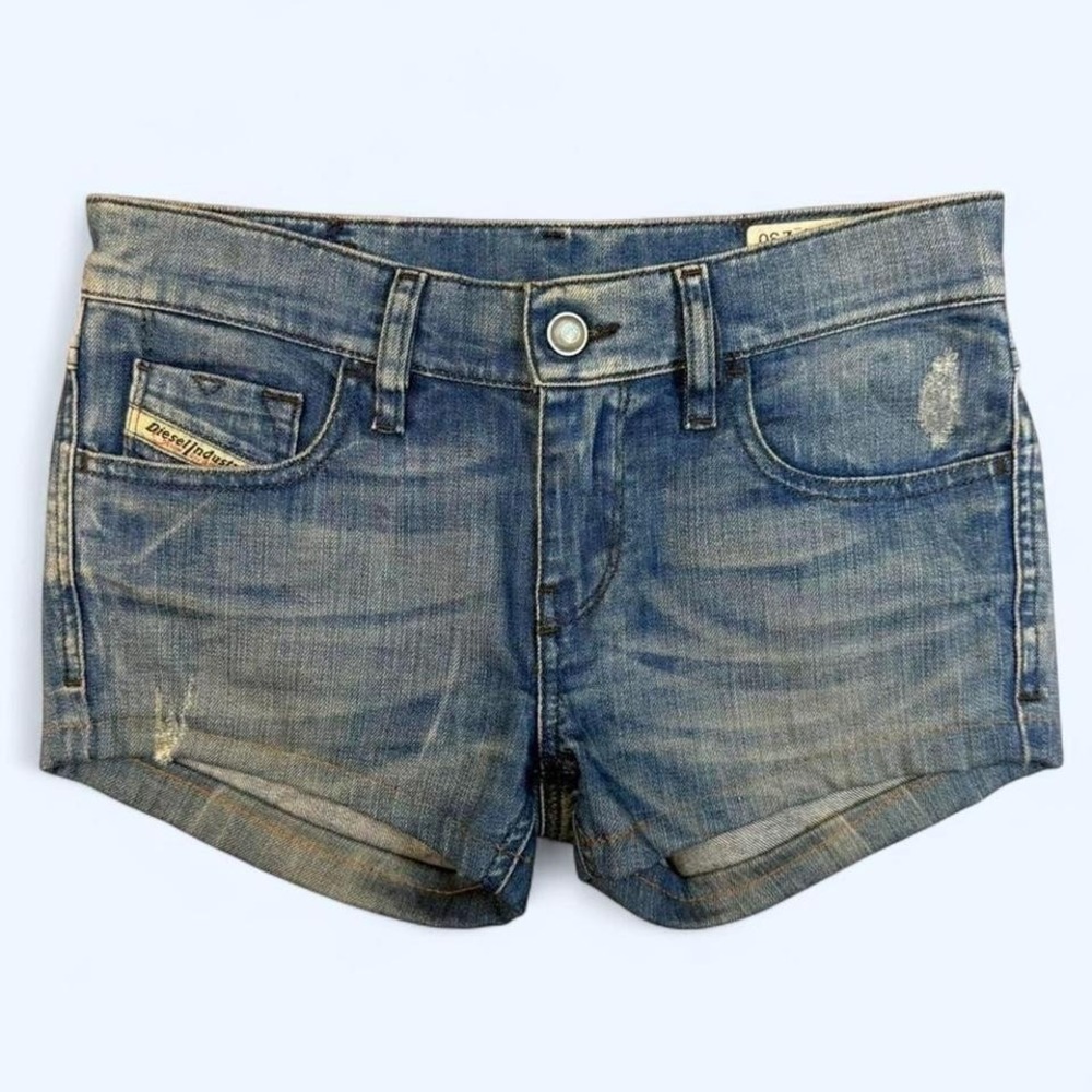 Diesel Low Rise Denim Shorts Vintage Y2K Blue Wash Womens 25 Italy